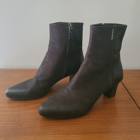 Brown Leather Prada Ankle Boots - Picture 1 of 8